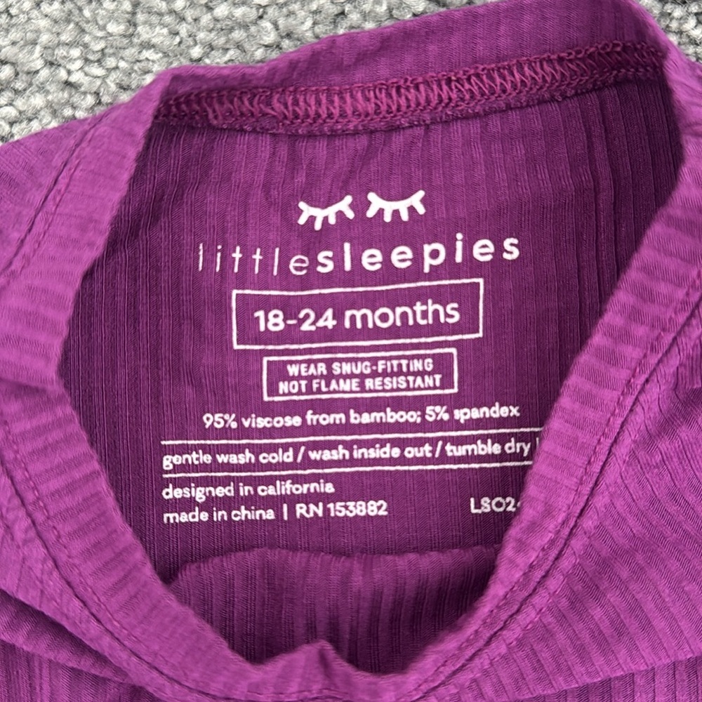 Little Sleepies Purple Ribbed Set - Picture 2 of 2